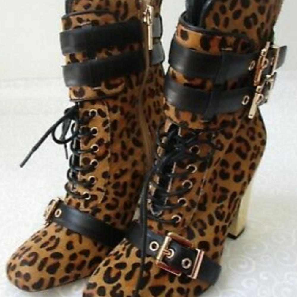 Calf Hair Leopard Booties